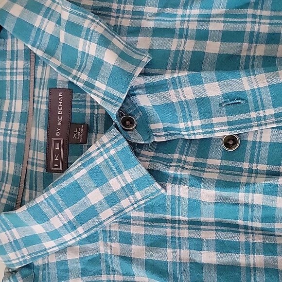 Dress shirt Ike by Ike Behar turquoise and white colors - Picture 3 of 3